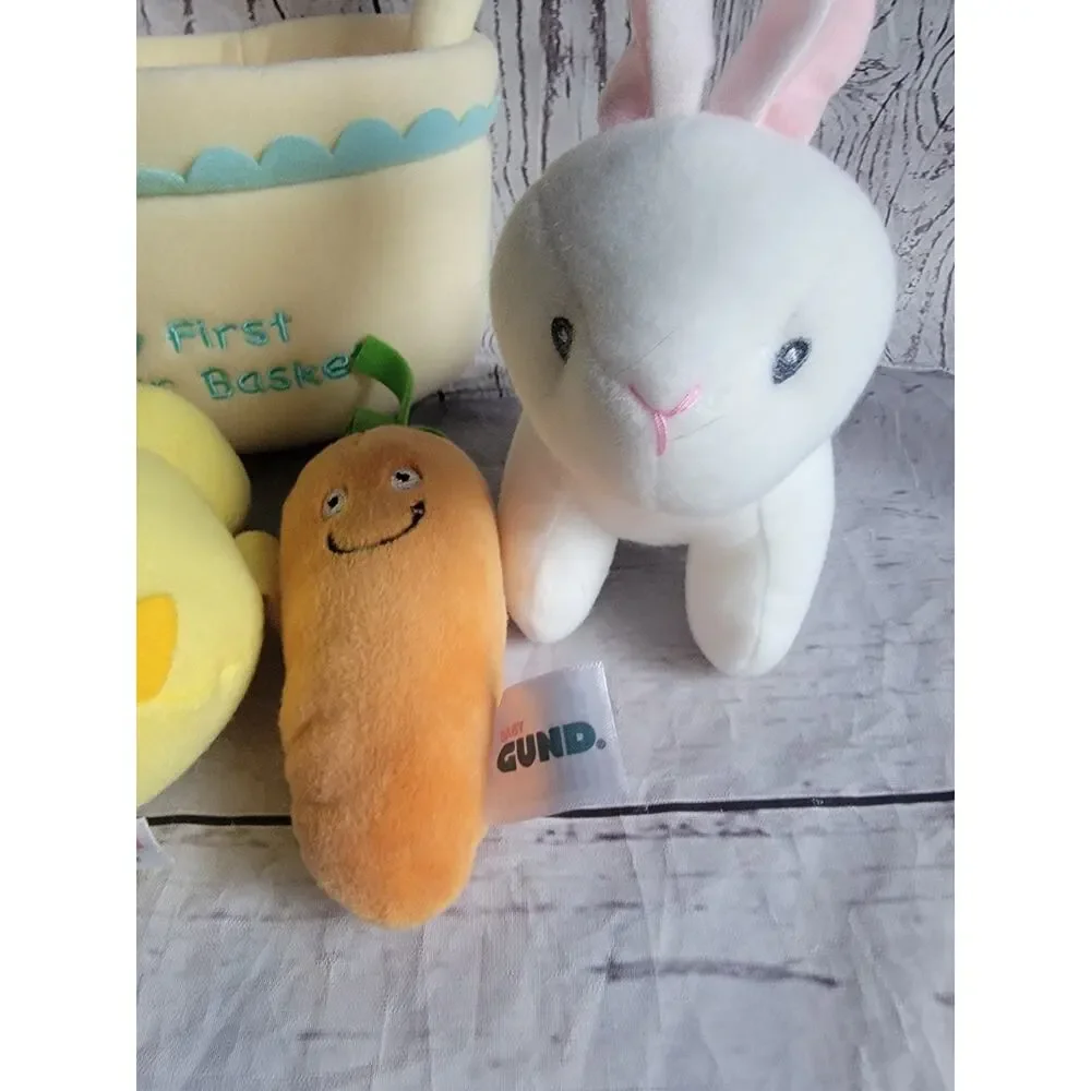 Baby Gund My First Easter Basket Plush With Baby Rattle Complete Set
